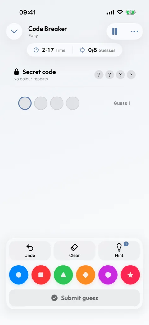 Code Breaker puzzle screen
