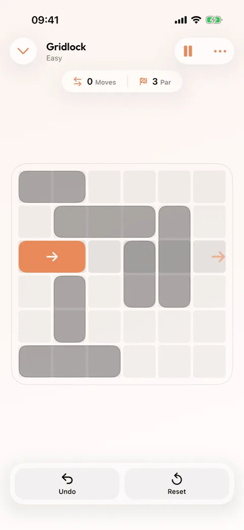 A Gridlock board in Winters Puzzles with vehicles blocking the way out